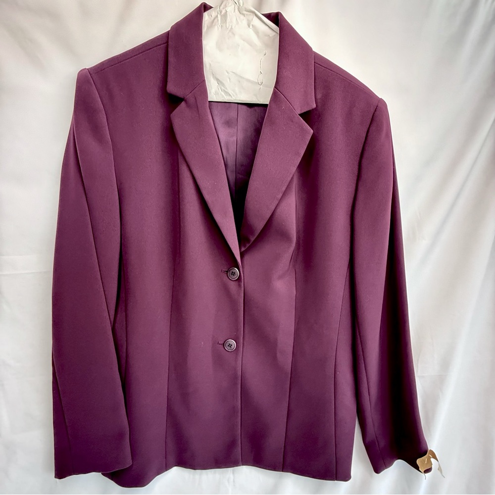 Vintage Casual Corner Purple Blazer Jacket Size 14 Petite Two-Button Tailored